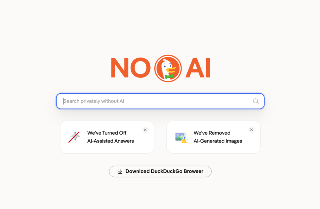 DuckDuckGo search engine displayed on smartphone screen as users react to Google’s AI-powered Search updates in 2026