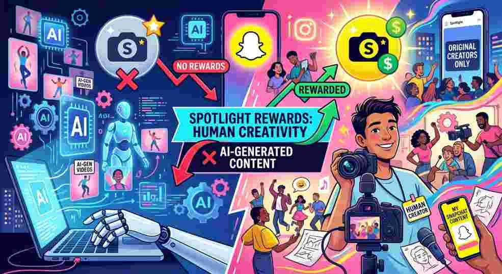 Snapchat Stops Rewarding Fully AI-Generated Spotlight Videos to Promote Original Creators